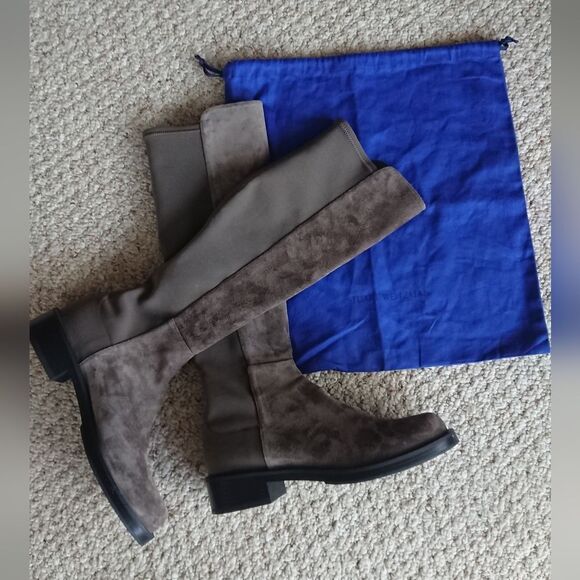 Stuart Weitzman taupe gray Suede 5050 KNEE-HIGH Boots size 7.5